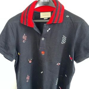 Gucci 2018 Navy Polo with Multi Embroideries